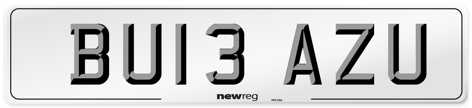 BU13 AZU Number Plate from New Reg